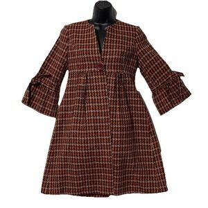 Beth Bowley Pea Coat Women 2 Small Houndstooth Tweed Trench Classy Old Money USA